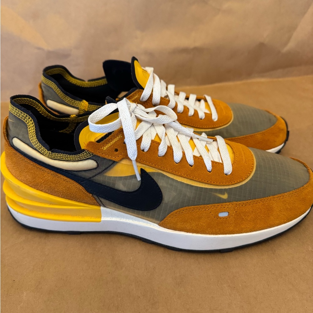 Nike Men’s Yellow/Gray Low-Top Suede-Trim Sneakers